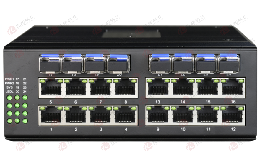 飛暢科技-工業軌式 管理型16路千兆電+8路千兆SFP光口交換機